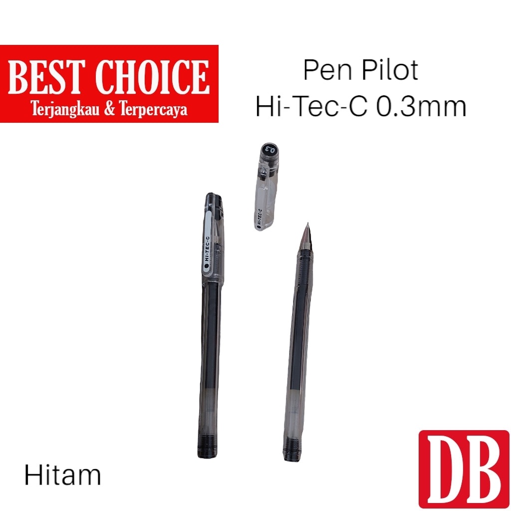 Gel Pen / Pulpen Hi-Tec-C Pilot 0.3 mm Hitam/Biru
