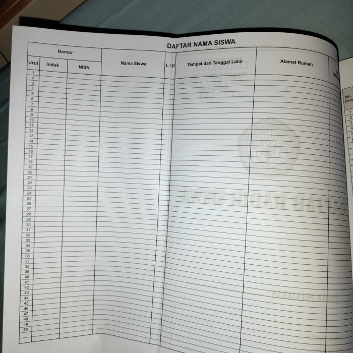 

HJK Daftar Hadir Siswa, 50 Siswa, Kurikulum Merdeka