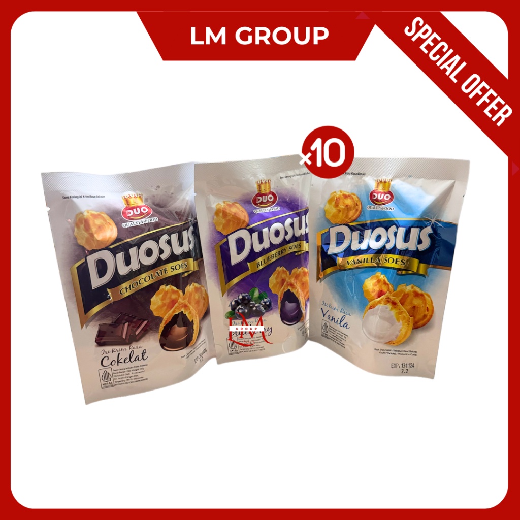 

HJ [10 PCS LEBIH HEMAT] Duosus Kue Soes Kering Cokelat/Vanilla/Blueberry @30gr