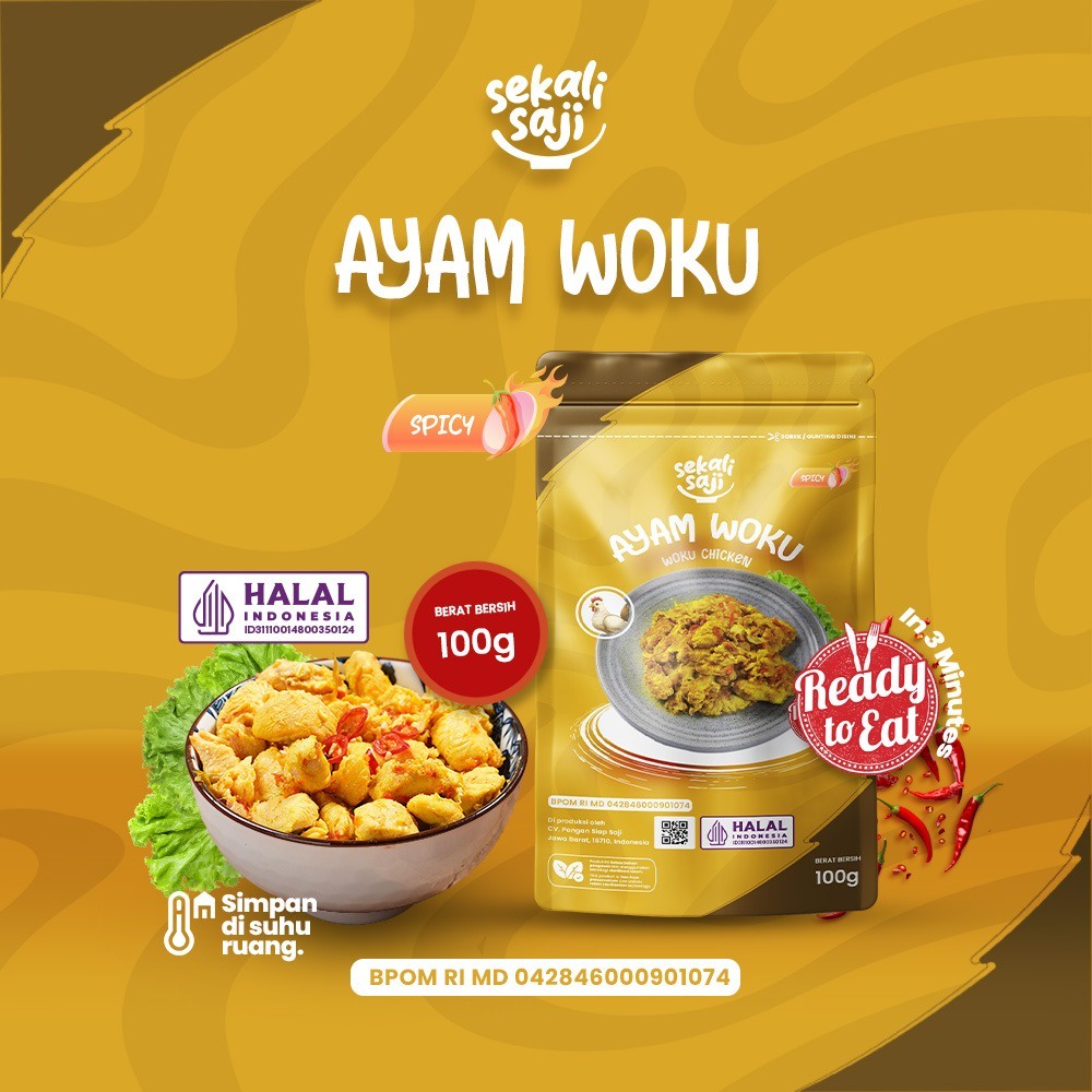 

SEKALI SAJI - Makanan Instan Ayam Woku 100gr Lauk Siap Saji Lauk Pauk Matang Halal SekaliSaji