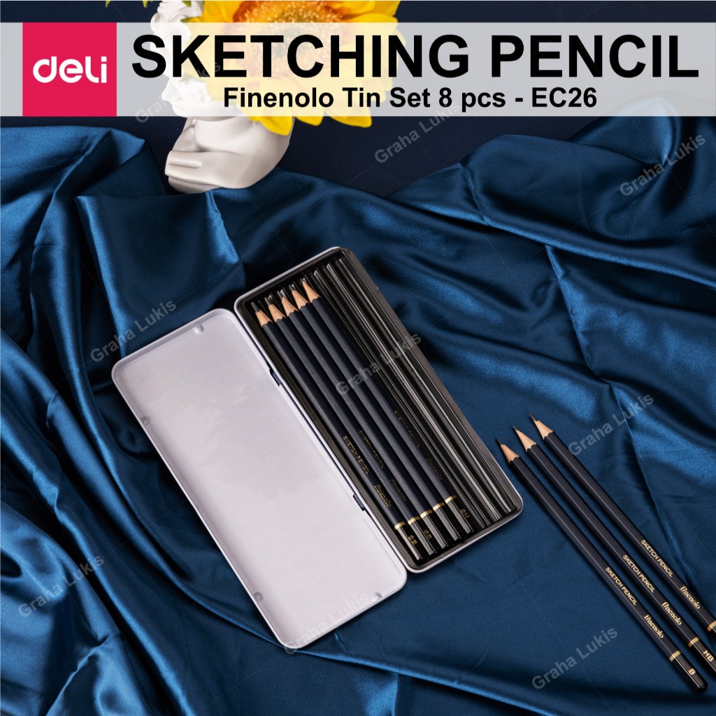 

Deli Sketch Pencil Set 8 Metal Tin / Pensil Sketsa C26