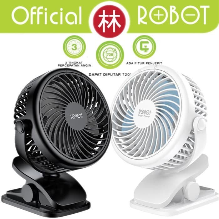 Ready Kipas Angin Mini Portable Robot RT-BF10/RT-BF20 Mini Fan Jepit Clip Putar 720