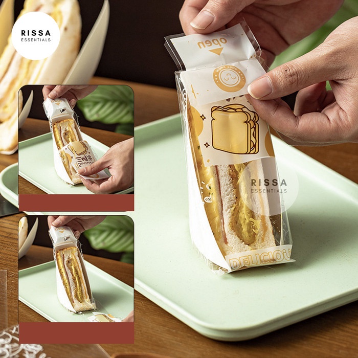 

..... [Isi 100 Lembar] [Rissa] Plastik Sandwich Roti Lapis Packaging Kertas Bungkus Bento Food Grade