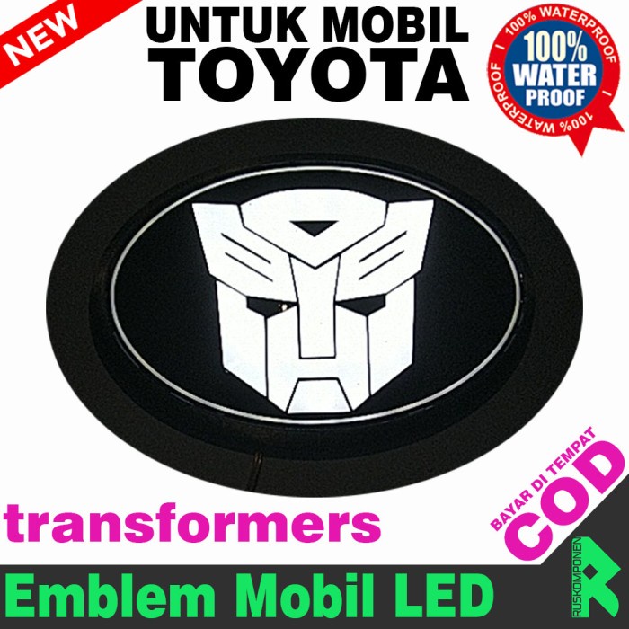 Emblem Mobil Toyota Logo transformers Lampu Variasi Mobil