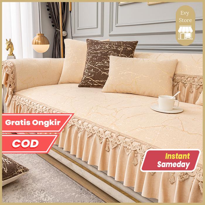 Evy Import Sarung Sofa Premium Quality Polyester Elastis Cover Sofa Mewah / Cover Sofa Glamourous