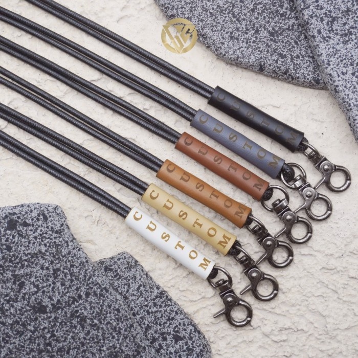 

Lanyard Leather Custom Nama - Lanyard Kulit Grafir - Kalung Name Tag