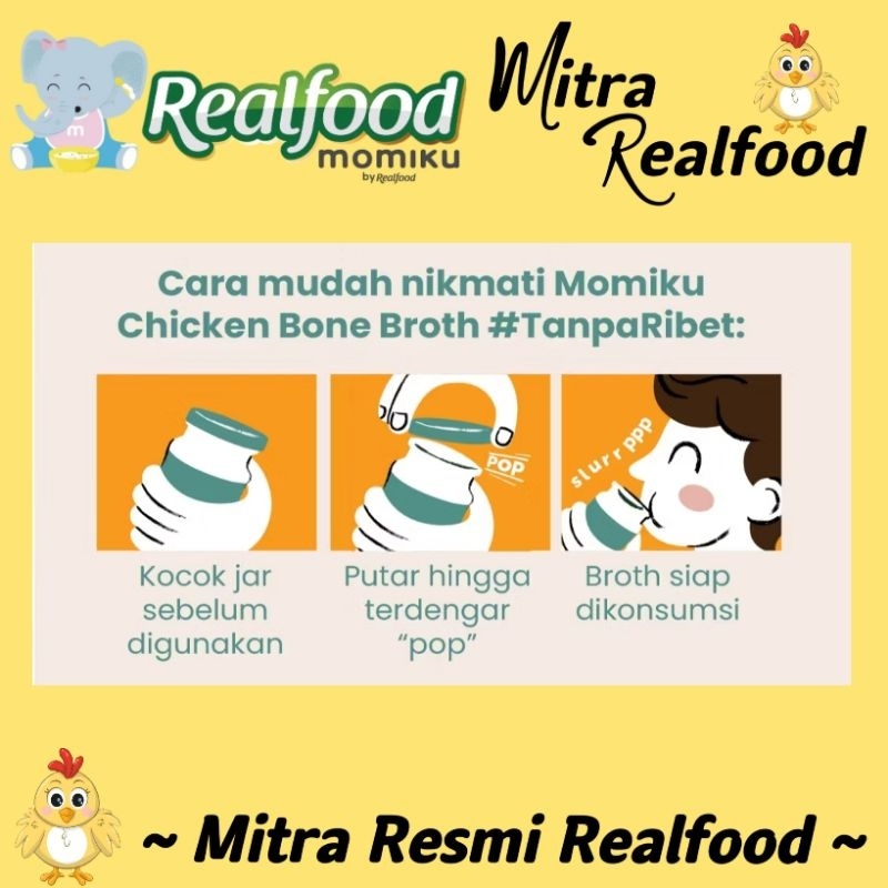 

Realfood Momiku Chicken Bone Broth ( Trial 6 Jar & P.12 Jar ) Mpasi Kaldu Tulang Ayam Bersertifikat
