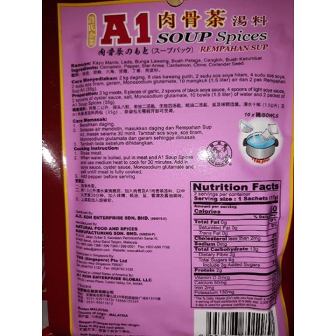 

A1 soup spices / rempahan soup /bakut teh A1 soup