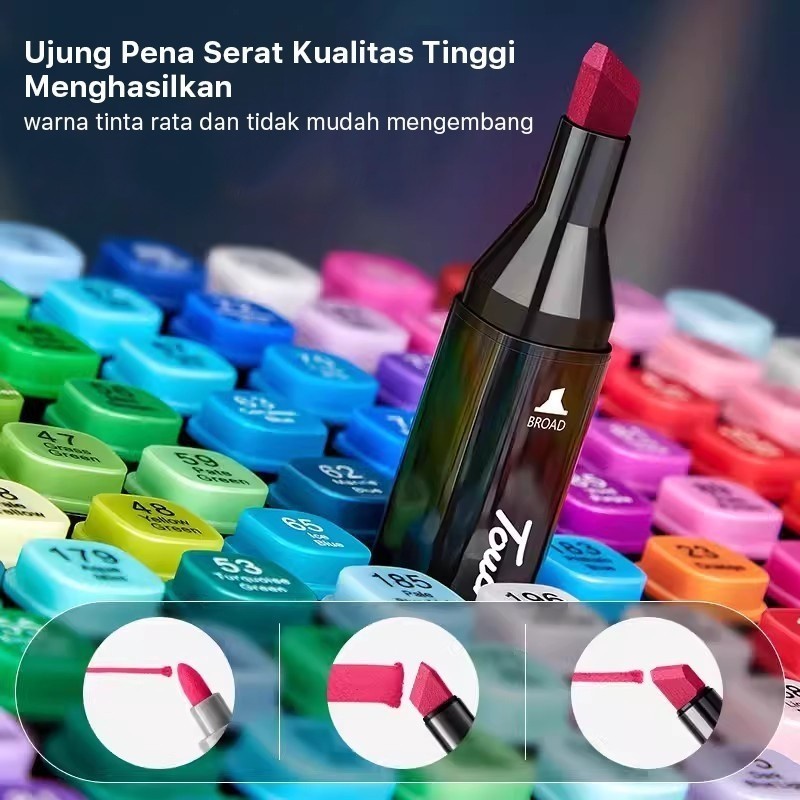 

Spidol berbahan dasar minyak ujung ganda untuk lukisan anak-anak pena cat air 24-80 warna set pensil