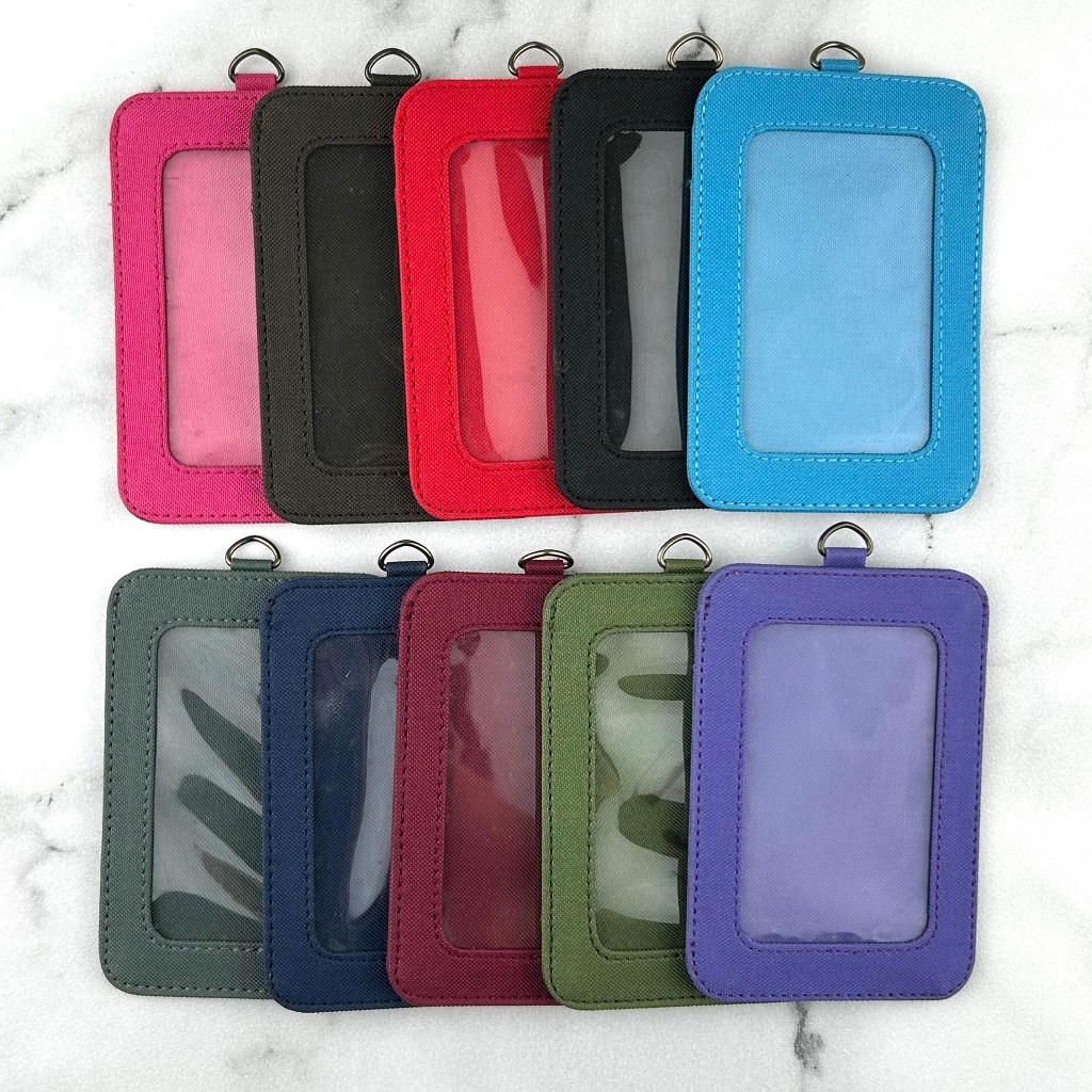 

ID Card Holder Hanging Wallet Name Tag Kartu Lanyard Simpel Motif Dan Polos