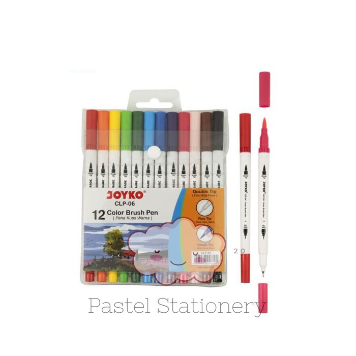 

Color Brush Pen Joyko 12 Colors CLP-06 Pena Spidol Kuas Warna Murah