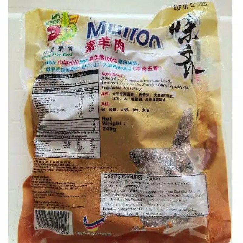 

Mr.Vege Mutton kambing analog Vegetarian 240g