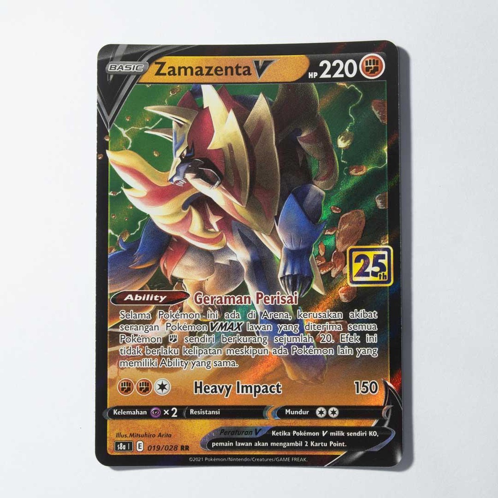 Zamazenta V RR 019/028 S8a 25th Anniversary Celebration Kartu Pokemon TCG Original Indonesia