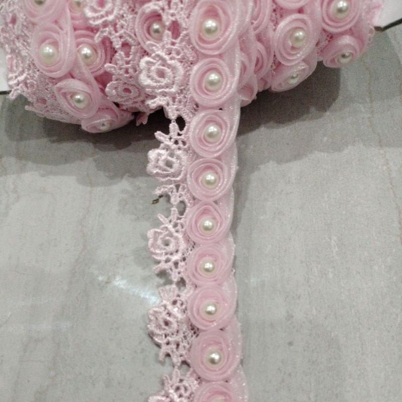 ACCMT- renda giper bunga tumpuk mutiara ukuran 3cm harga per.50cm