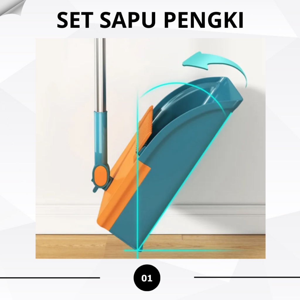 Murah  Ijnc Sapu Pengki Set Sapu Dan Pengki Lipat Serbaguna Alat Pembersih Lantai Otomatis Sapu
