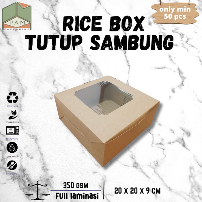 (Good) RICE BOX JENDELA TUTUP SAMBUNG KOTAK NASI BAHAN KRAFT