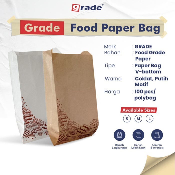 (Good) Paper Bag Polos GRADE Kantong Kertas Roti Kue Food grade