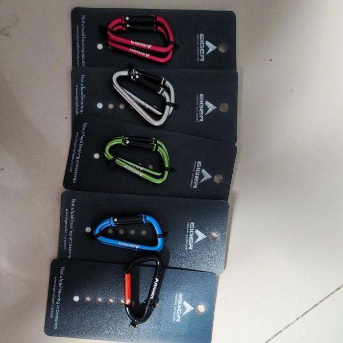 EIGER ORIGINAL CARABINER D PEAR SHAPE WSCREW WSTRAP COMPASS BOTOL 5MM 6MM 7MM 8MM ETHNIC MAKALU DOOR