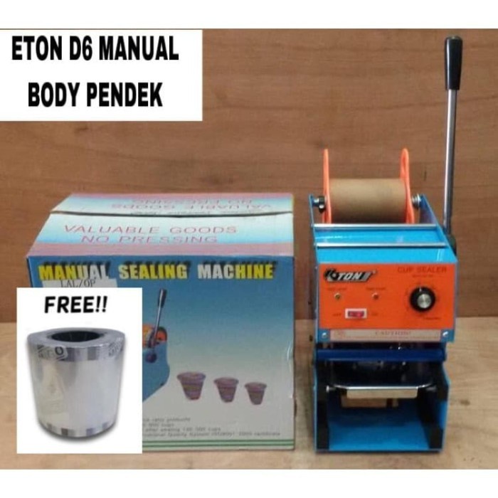 Sale Cup Sealer Eton Et D6 Press Gelas Aqua Et-D6 + Free 1 Roll Plastik Lid