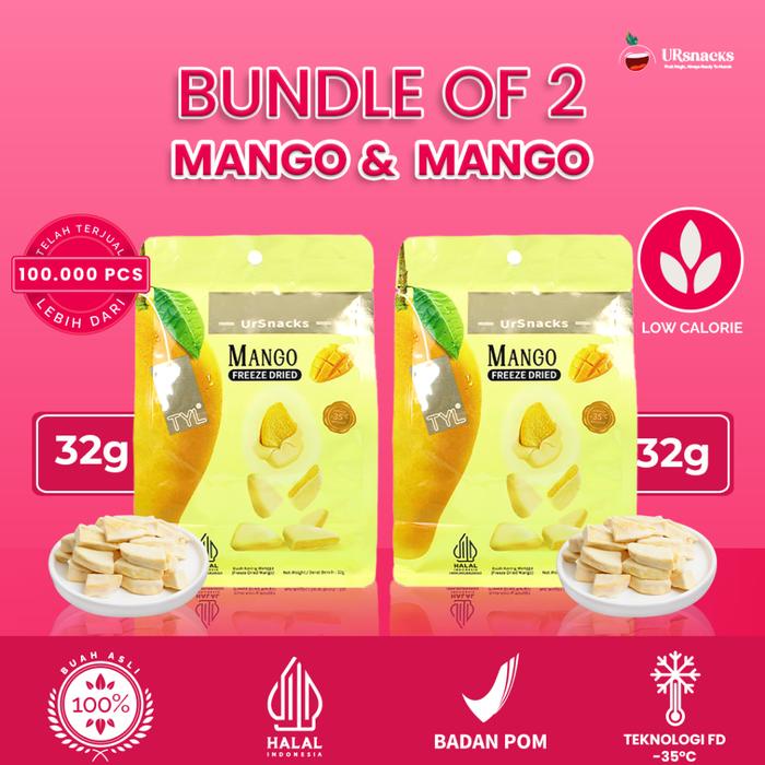 

URSNACKS Bundle Of 2 - Freeze Dried Keripik Buah 2pcs Mangga 32gr