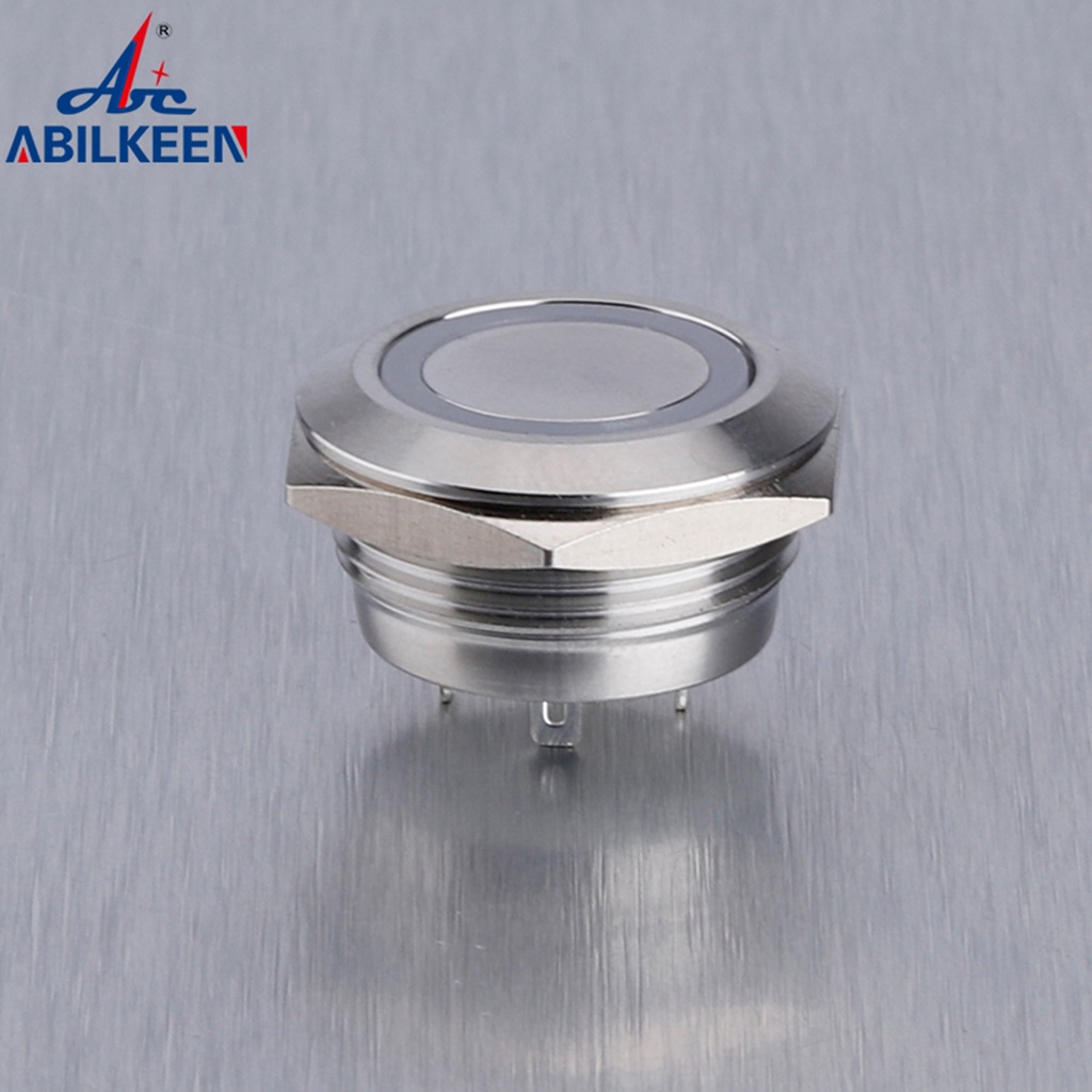 SALE ABILKEEN 19mm Momentary 1NO Metal Push Button Switch Flat Head Ultra-Thin Push Button with LED 