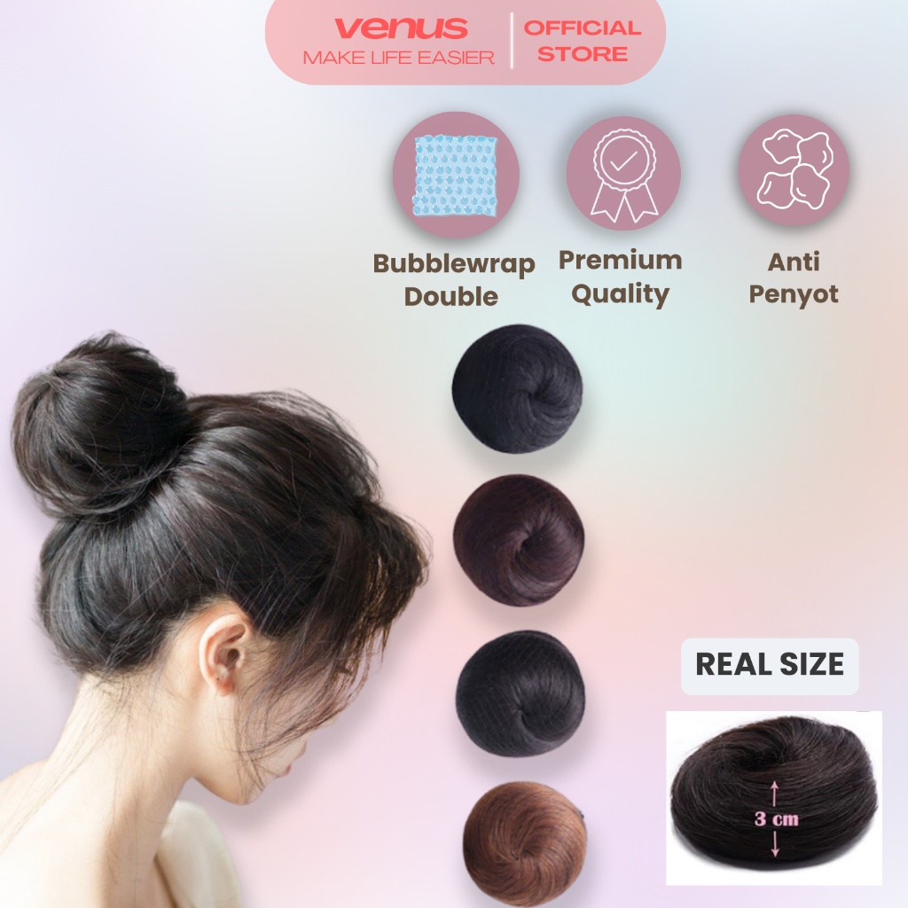 - VENUSJKT - (HITAM) Aksesoris Rambut/ Hair Bun/ Cepol Sanggul Instan/ Wig Cepol/ Jepit Cepol Rambut