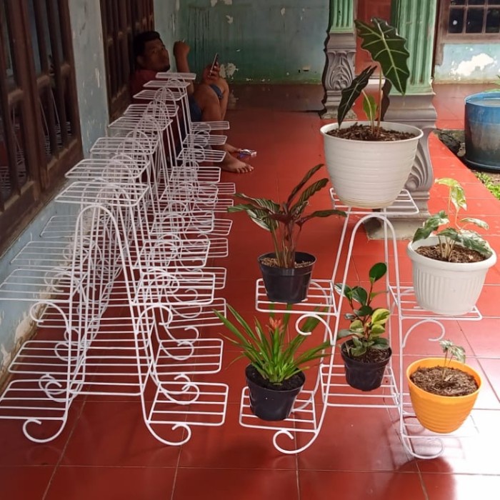 Jual [READY] standing pot bunga besi 6 susun - rak pot besi 6 susun