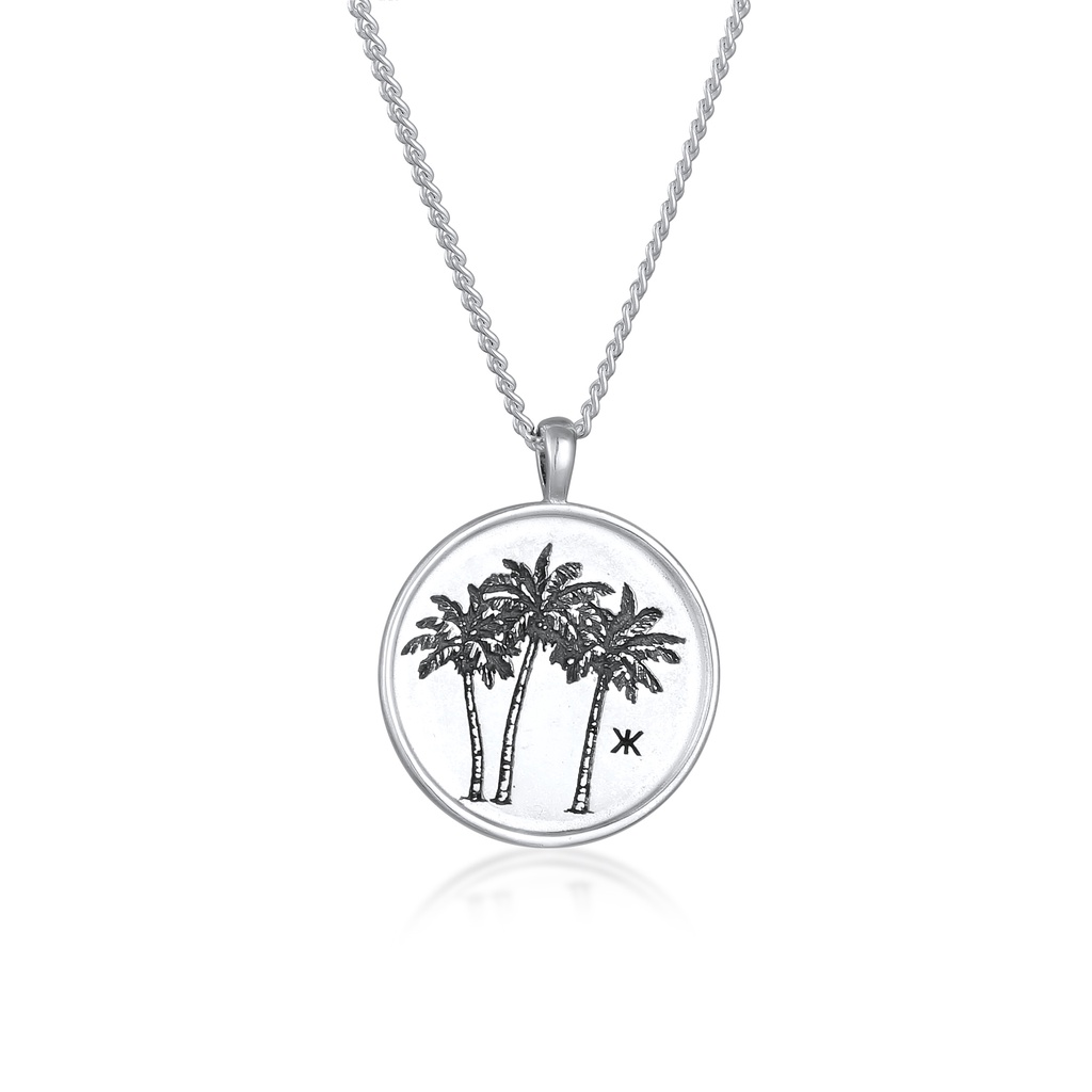 KUZZOI Perhiasan Pria  Perak Asli Kalung Liontin Palm Tree