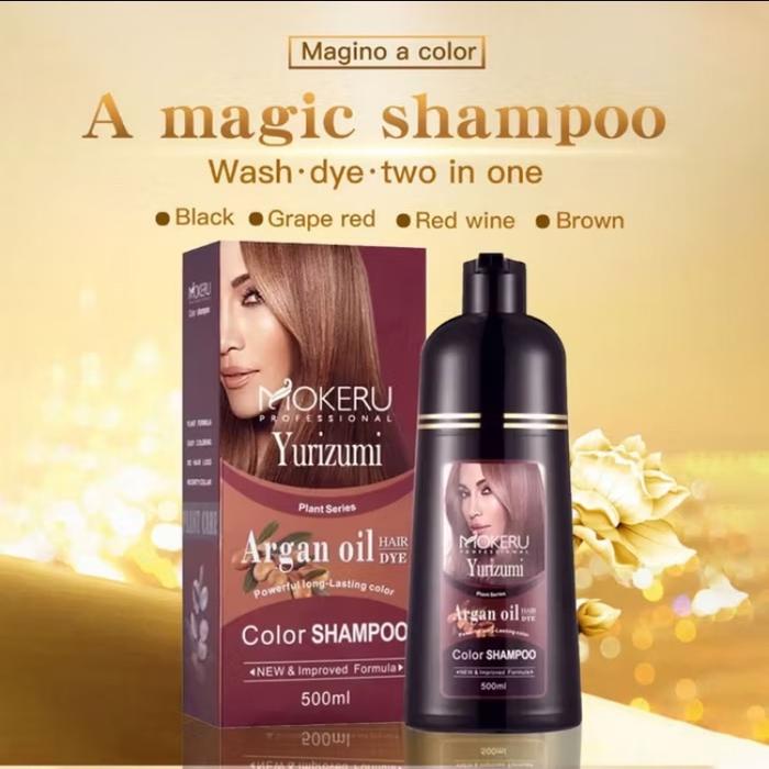 Color Shampoo Mokeru Yurizumi Sampo Pewarna Rambut Permanen Anti Ribet / Shampoo Uban Menjadi Hitam