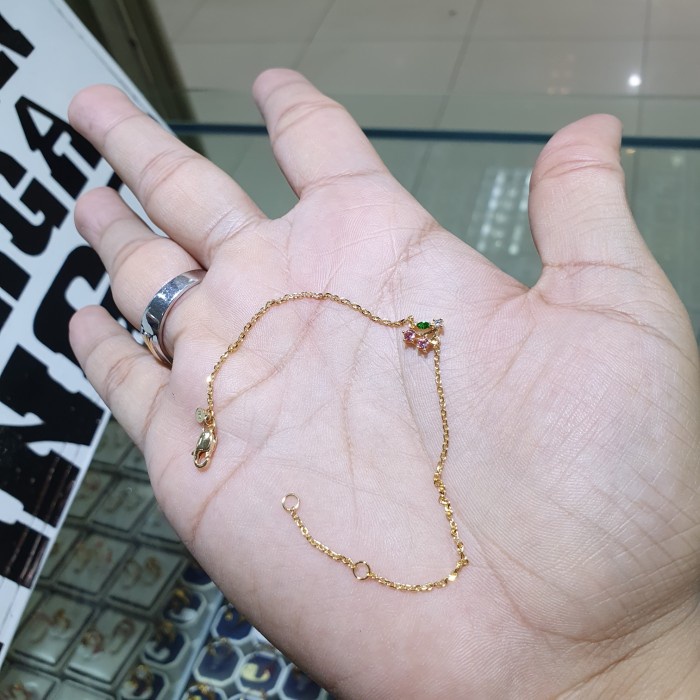 gelang cherry pink nori emas extra rantai