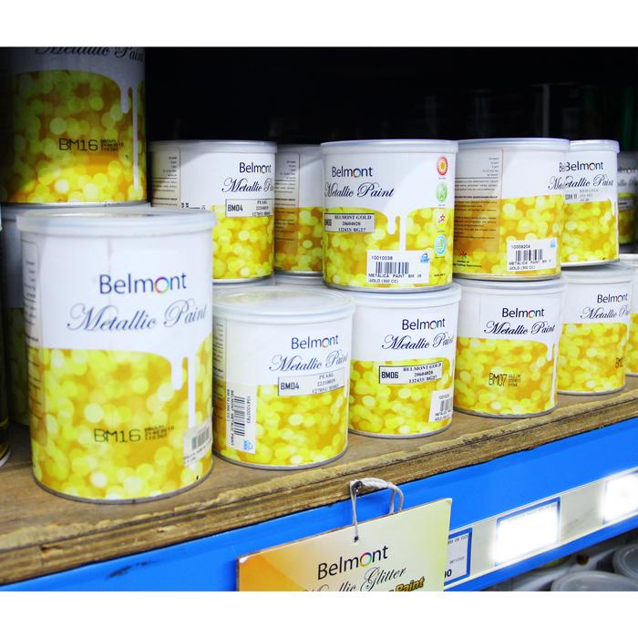 Kit - Cat Tembok Interior Eksterior Belmont Metallic Paint Bm06 300 Cc Gold