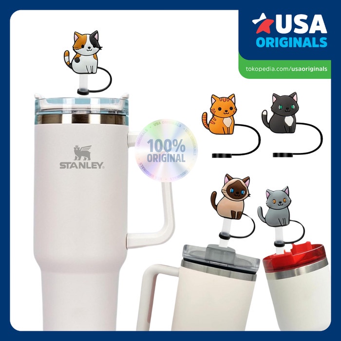 Stanley Owala Corkcicle Straw Cover Kitty Cat Kucing Tutup Sedotan Tumbler 10Mm - Asli