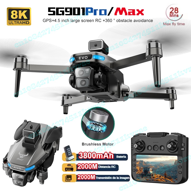 Sg901 Pro / Max Fpv Drone With Camera Professional 8K Hd Camera 5G Wifi Gps Drones 4.5 In  Screen
