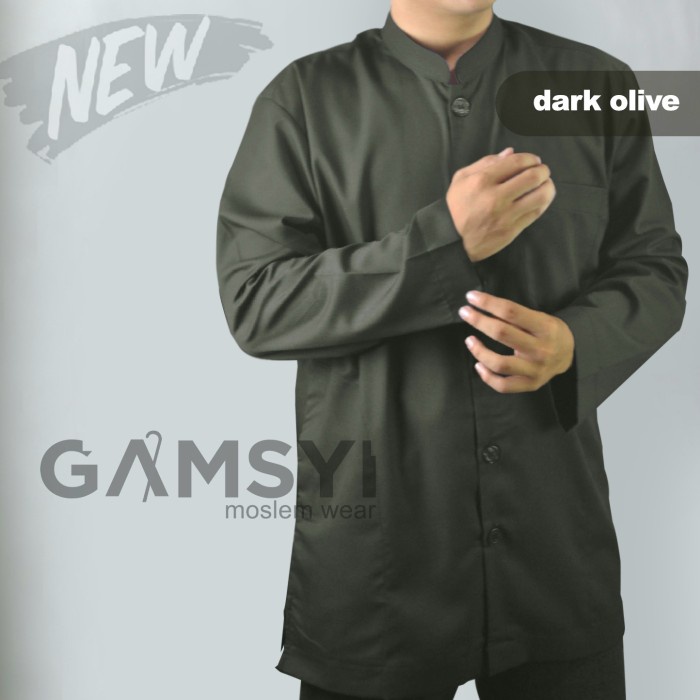 Baju Koko Putih Polos Jumbo/Koko Dewasa Lengan Panjang/Koko Gamsyi