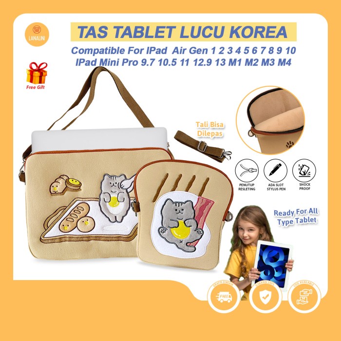 Jt Top Tas Pouch Cover Bag Ipad Pro Air 4 5 6 9.7 10.9 11 Inch Kids Tablet Slingbag Slempang Cute