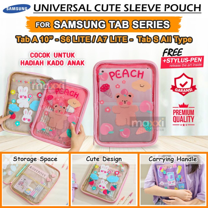 Jt Top Sleeve Pouch Tas Tablet Samsung Tab A6 A7 A8 S6 Lite S7 S8 10 11 Inch