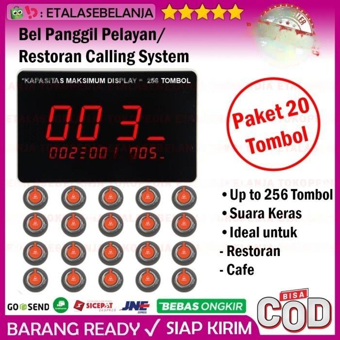 Jual [READY] Bel Meja Restoran 1 Display dan 20 Call Button - MEEYI Y-G10-C x Y-V1