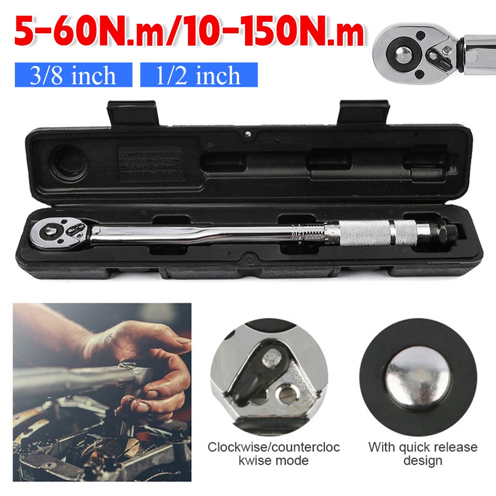 Ratchet Torque Wrench Square Drive 5-60N.m Reversible Ratchet Key 3/8 Inch Adjustable Torque Spanner