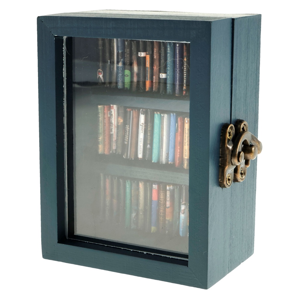 Mini Anxiety Bookshelf Wood Shake Bookshelf Shake Away Your Anxiety Miniature Book Library with 60Pc