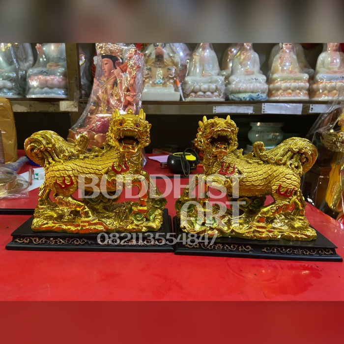 Pajangan Fengshui Kilin Kirin Qilin Emas 15 Cm