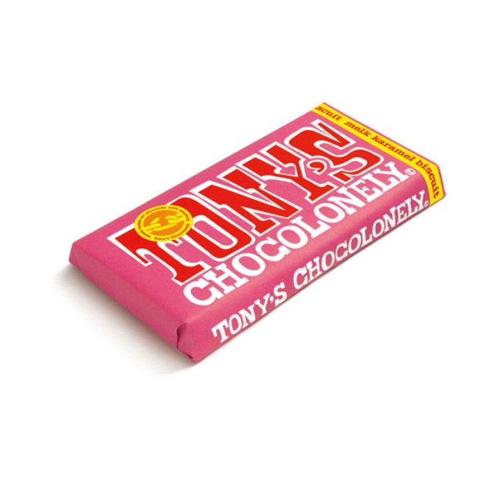 

Tony'S Chocolonely Milk Chocolate Caramel Biscuit Bar 180 Gram