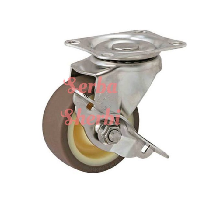 

Roda Troli Troly Stainless Steel Pu 3 Inch Rem ( Brake ) Hammer