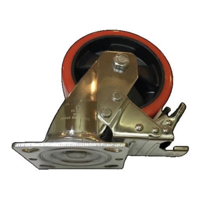 

Roda Troli Troly Stainless Steel Pu Merah 5 Inch Rem Brake Ranger