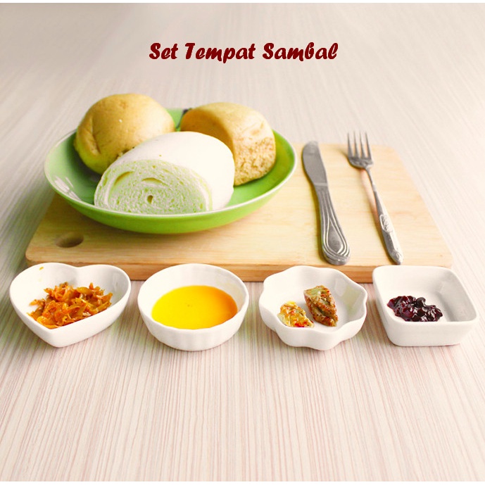 

Set Tempat Sambal ( 1 set isi 4 pcs motif berbeda, bahan keramik)