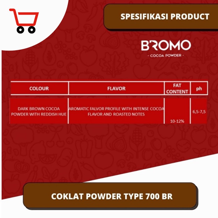 

BROMO Kakao Powder BR 700 Dark Coklat 100% ASLI Cocoa