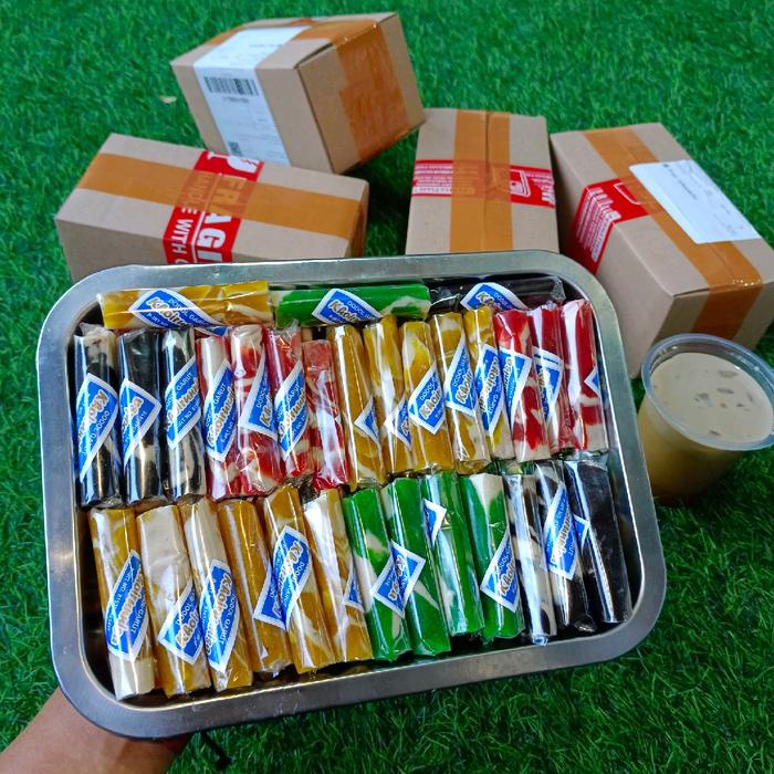 

Dodol pelangi zebra kenyal dan manis 500gr-1kg Camilan