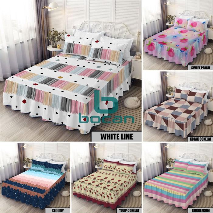 SPREI RUMBAI HOMEMADE UKURAN 180X200 & 160X200 / SPREI RUMBAI BAHAN KATUN MOTIF BUNGA AESTHETIC