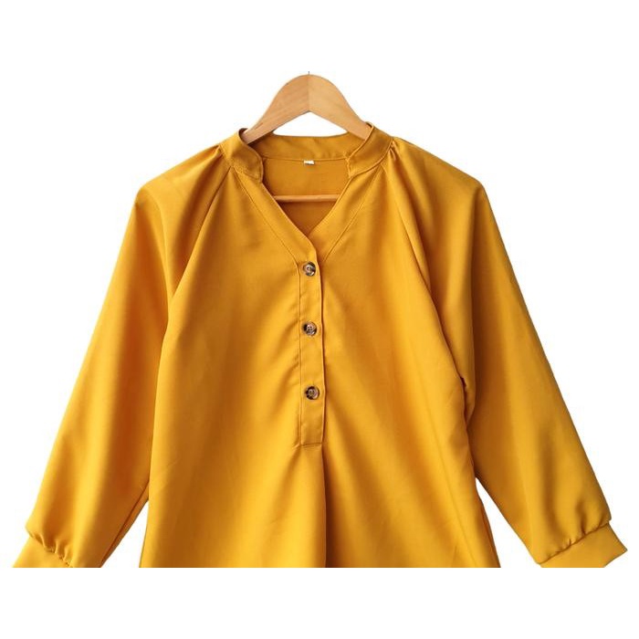 (Best) LVL - Atasan New Blouse Kemeja Wanita Baju Fashion Blus Model BAru Cewek Marshanda Kancing