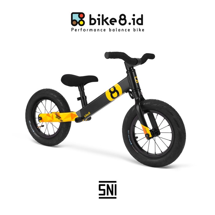 BIKE8 S-PRO Balance Bike Pushbike Sepeda Anak - BLACK YELLOW Kode 1208