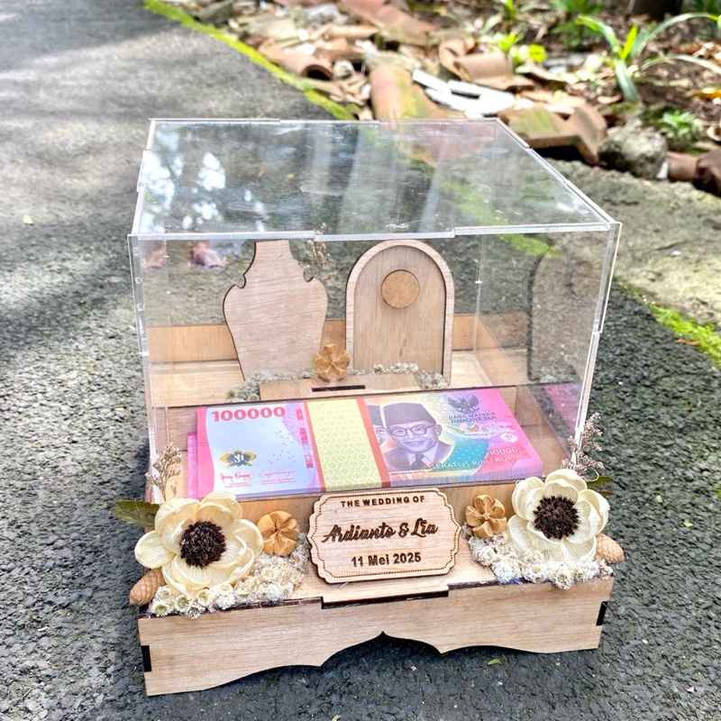 Diskon Kotak Pernikahan mahar Seserahan perhiasan lengkap dan uang Kayu Akrilik Rustic Beli Sekarang